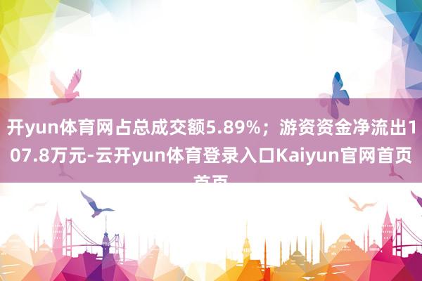 开yun体育网占总成交额5.89%；游资资金净流出107.8万元-云开yun体育登录入口Kaiyun官网首页